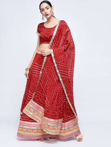 Bandhani flared lehenga set - 15606530 - Very Small Image - 1