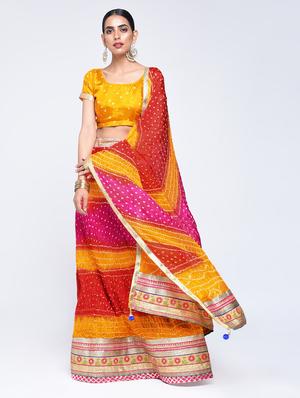 Bandhani flared lehenga set - 15606531 - Standard Image - 1