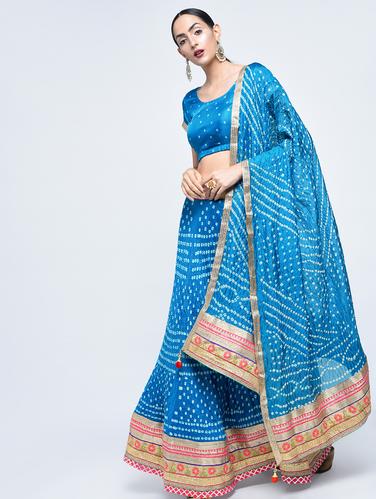 Bandhani flared lehenga set - 15606535 - Very Small Image - 1