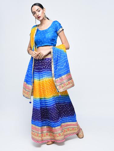 Bandhani flared lehenga set - 15606536 - Very Small Image - 1