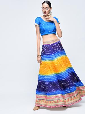 bandhani flared lehenga set - 15606536 - Standard Image - 2