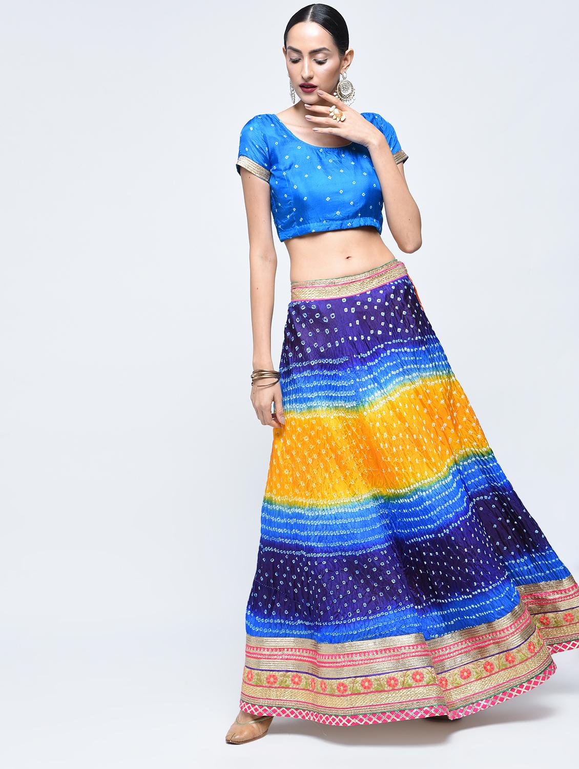 bandhani flared lehenga set - 15606536 - Zoom Image - 2
