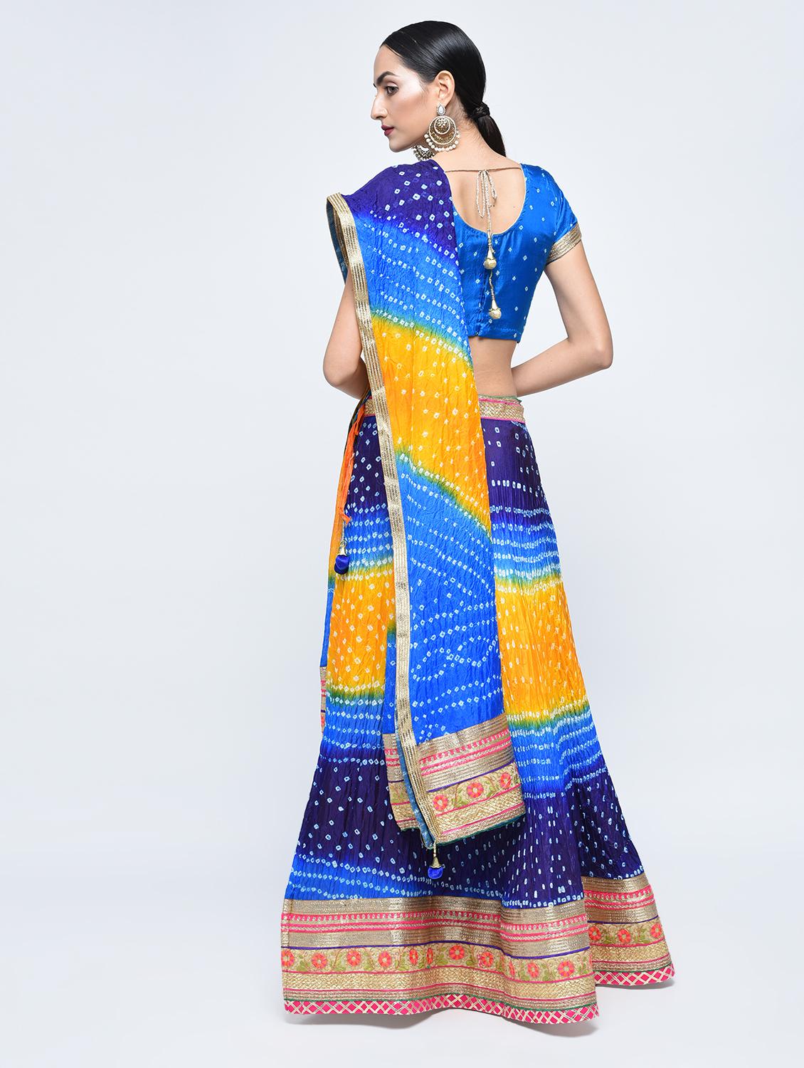 bandhani flared lehenga set - 15606536 - Zoom Image - 3