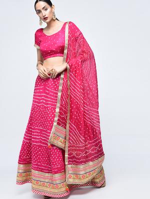 Bandhani flared lehenga set - 15606537 - Standard Image - 1