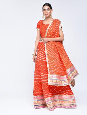 Bandhani flared lehenga set - 15606538 - Standard Image - 1