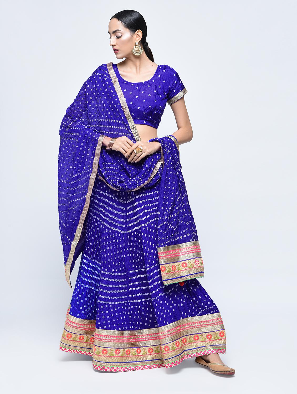 bandhani flared lehenga set - 15606539 - Zoom Image - 1
