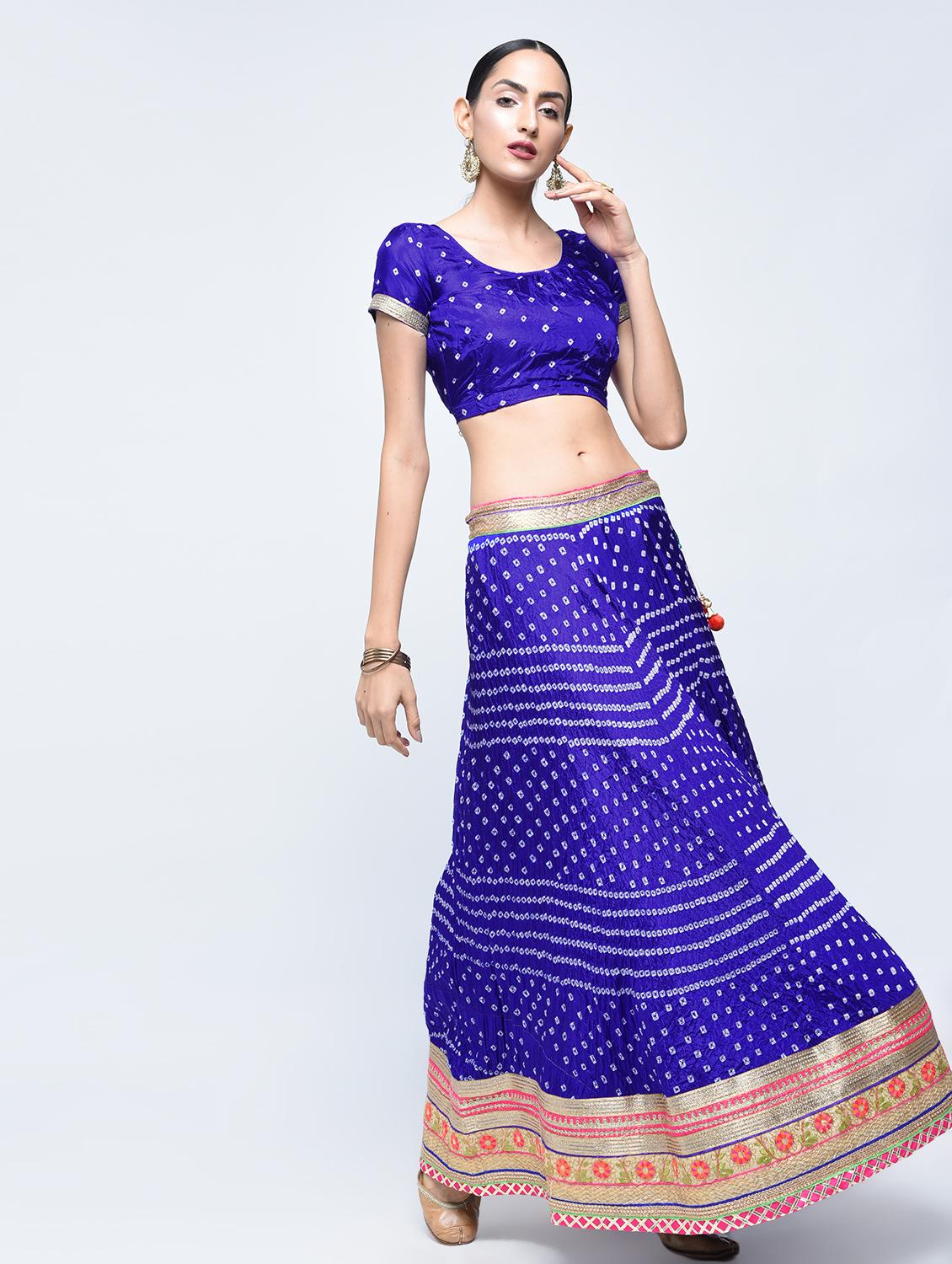 bandhani flared lehenga set - 15606539 - Zoom Image - 2