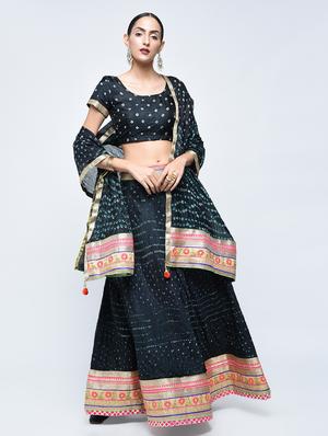 Bandhani flared lehenga set - 15606540 - Standard Image - 1