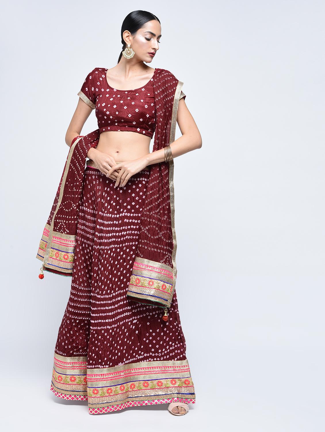Bandhani flared lehenga set - 15606541 - Zoom Image - 1