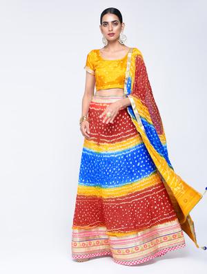 Bandhani flared lehenga set - 15606545 - Standard Image - 1