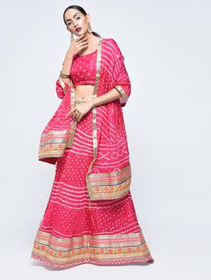 Bandhani flared lehenga set - 15606546 - Standard Image - 1