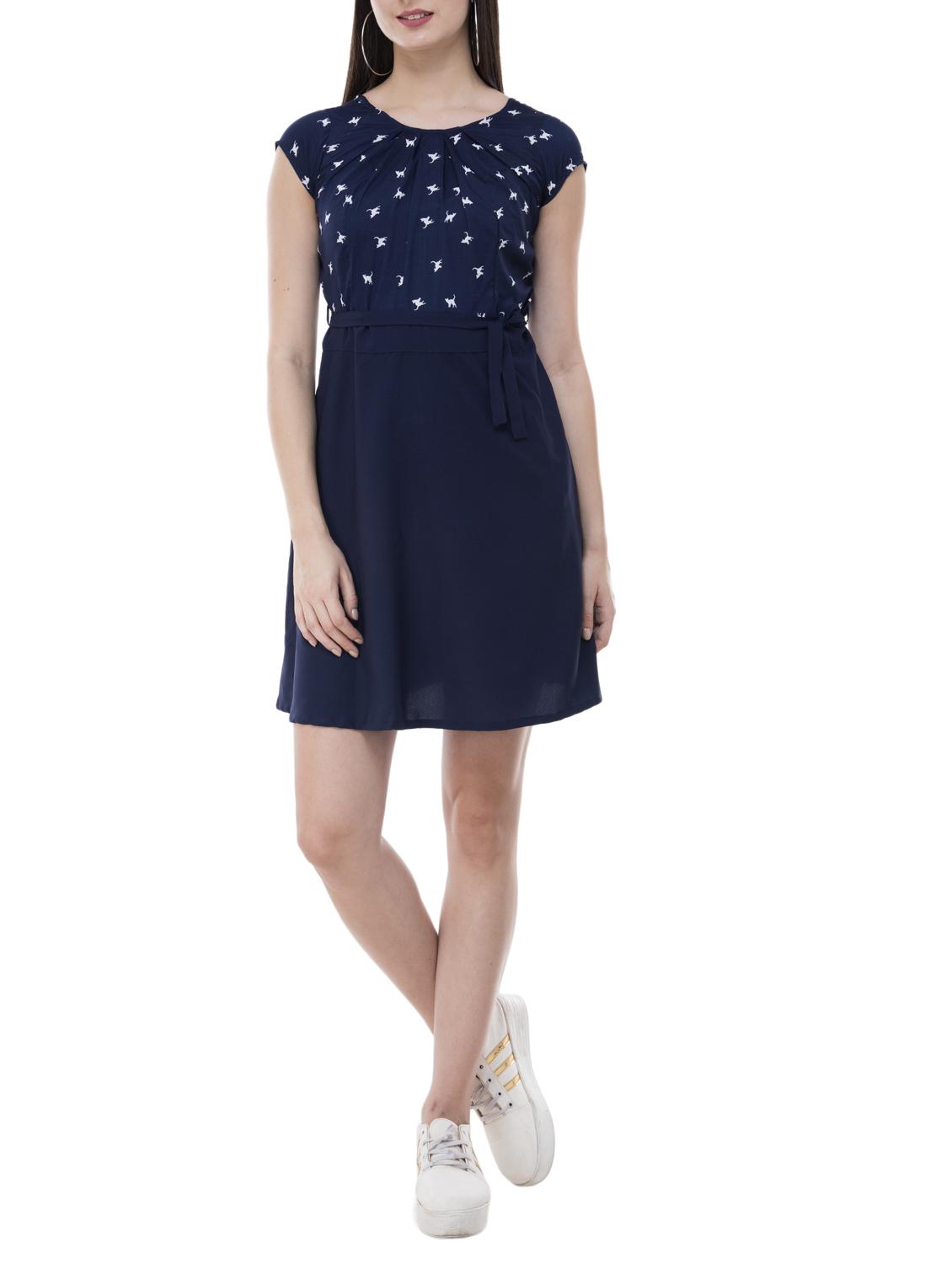 pleated neck detail a-line dress - 15606549 - Zoom Image - 1