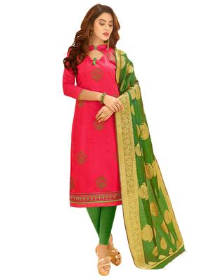 Embroidered unstitched churidaar suit - 15606661 - Standard Image - 1