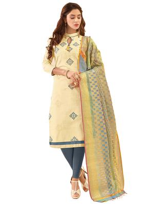 Embroidered unstitched churidaar suit - 15606663 - Standard Image - 1