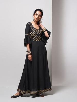 Anarkali bell sleeves gotta work kurta - 15606718 - Standard Image - 1