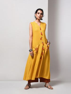 A-line pocket kurta with tassels - 15606725 - Standard Image - 1