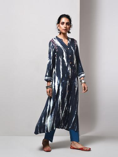Shibori a-line kurta - 15606731 - Very Small Image - 1
