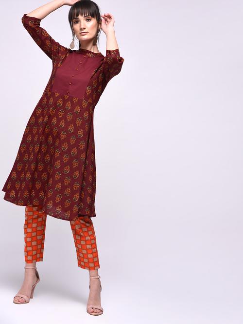 Printed a-line kurta - 15607013 - Standard Image - 1