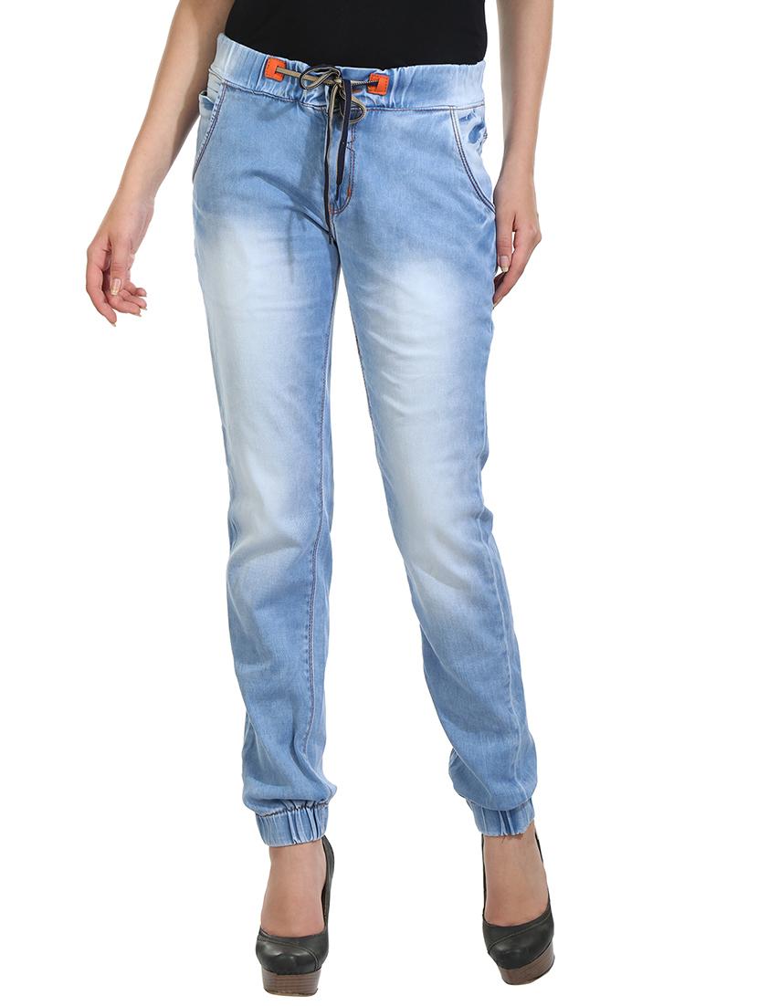 drawstring waist stone washed jeans - 15607329 - Zoom Image - 1