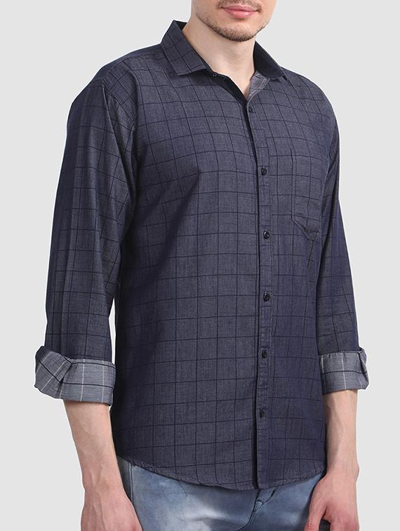 navy blue cotton casual shirt - 15607406 - Zoom Image - 1