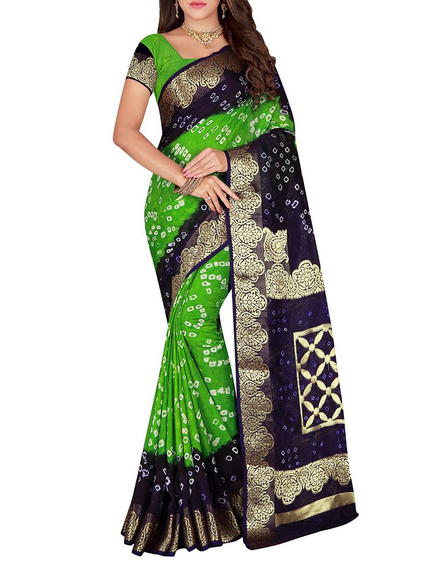 Zari bordered bandhani saree with blouse - 15607505 - Zoom Image - 1