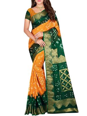 Zari bordered bandhani saree with blouse - 15607510 - Standard Image - 1