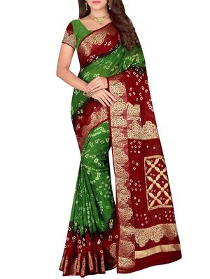 Zari bordered bandhani saree with blouse - 15607511 - Standard Image - 1