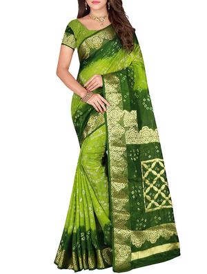 Zari bordered bandhani saree with blouse - 15607512 - Standard Image - 1