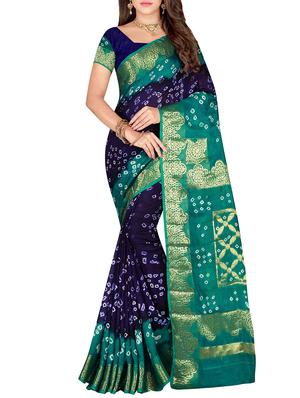 Zari bordered bandhani saree with blouse - 15607514 - Standard Image - 1