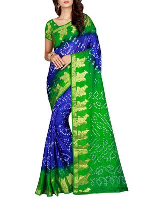Zari bordered bandhani saree with blouse - 15607520 - Standard Image - 1