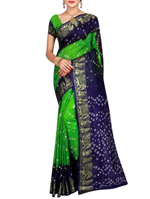Zari bordered bandhani saree with blouse - 15607530 - Standard Image - 1