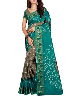 Zari bordered bandhani saree with blouse - 15607545 - Standard Image - 1