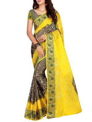 Zari bordered bandhani saree with blouse - 15607552 - Standard Image - 1