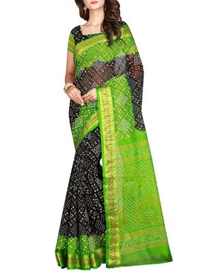 Zari bordered bandhani saree with blouse - 15607556 - Standard Image - 1