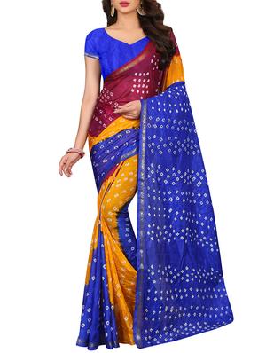 Zari bordered bandhani saree with blouse - 15607568 - Standard Image - 1