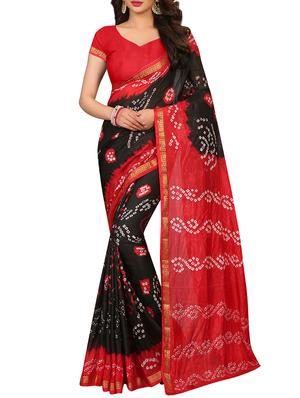Zari bordered bandhani saree with blouse - 15607573 - Standard Image - 1