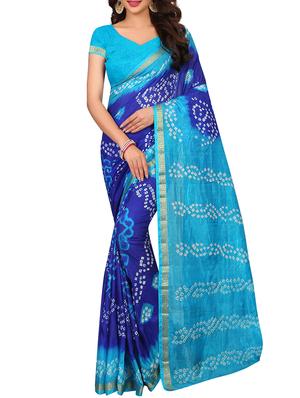 Zari bordered bandhani saree with blouse - 15607574 - Standard Image - 1