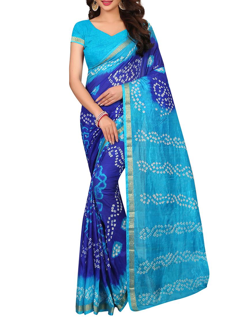 Zari bordered bandhani saree with blouse - 15607574 - Zoom Image - 1