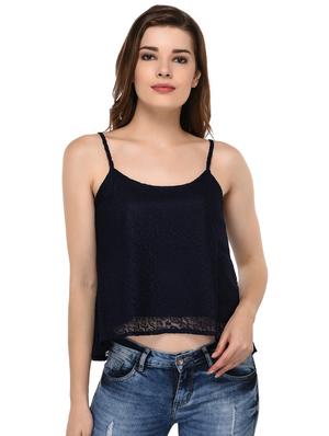asymmetric lace crop cami top - 15607666 - Standard Image - 1