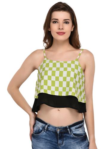 checkered layered crop cami top - 15607669 - Very Small Image - 1