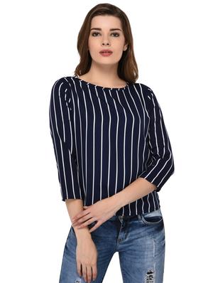 round neck striped top - 15607675 - Standard Image - 1