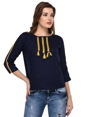contrast lace tassel detail top - 15607679 - Standard Image - 1