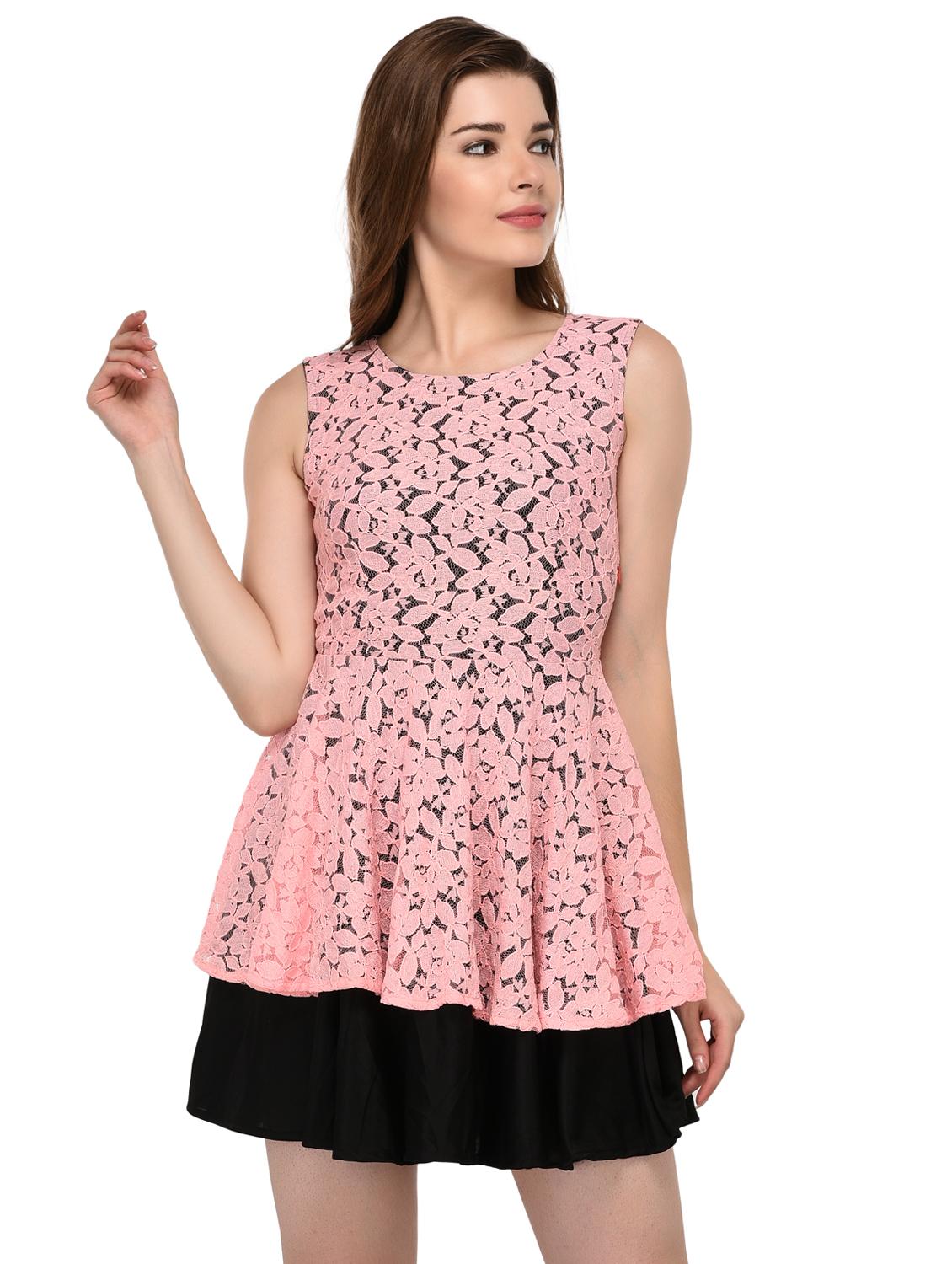 contrast lace overlay dress