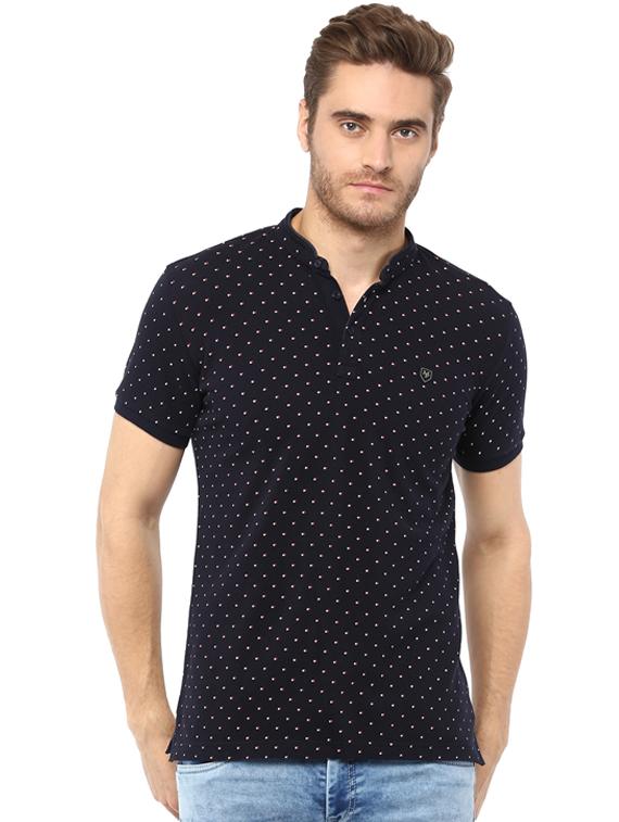 navy blue cotton all over print t-shirt - 15607846 - Zoom Image - 1