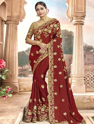 Gotta patti embroidered saree with blouse - 15608449 - Standard Image - 1