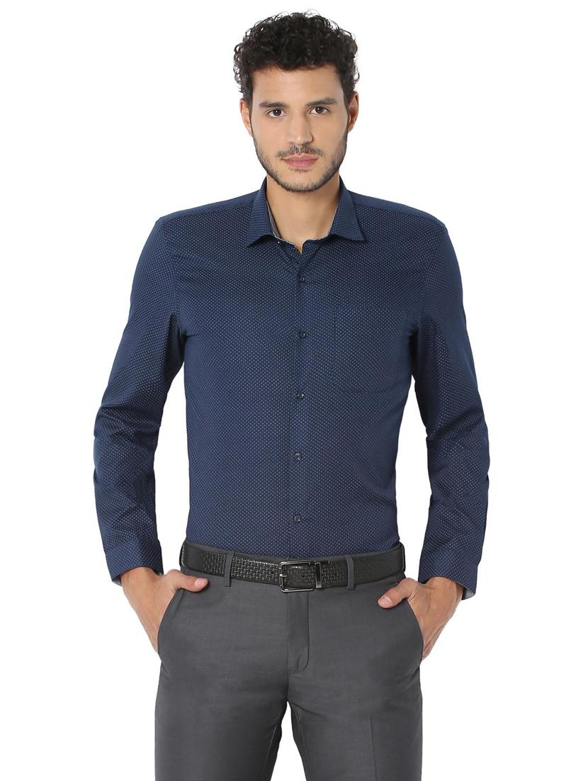 navy blue cotton blend formal shirt - 15608513 - Zoom Image - 1