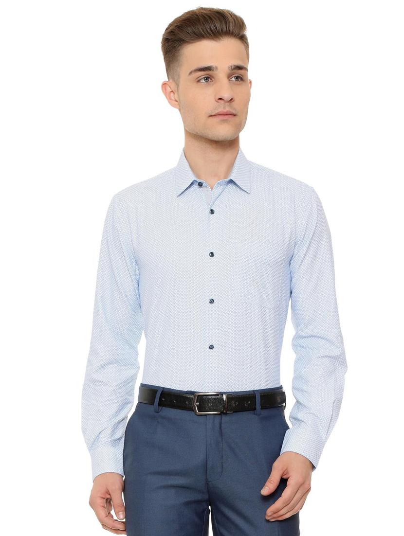 blue cotton blend formal shirt - 15608587 - Zoom Image - 1