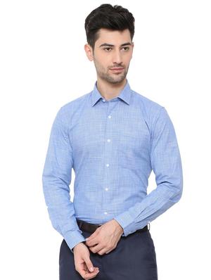 blue cotton formal shirt - 15608594 - Standard Image - 1