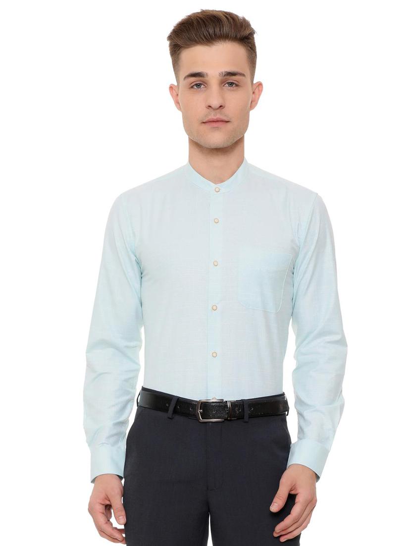blue cotton blend formal shirt - 15608598 - Zoom Image - 1
