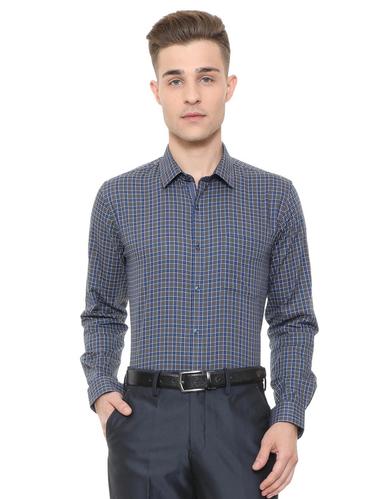 blue cotton blend formal shirt - 15608599 - Very Small Image - 1